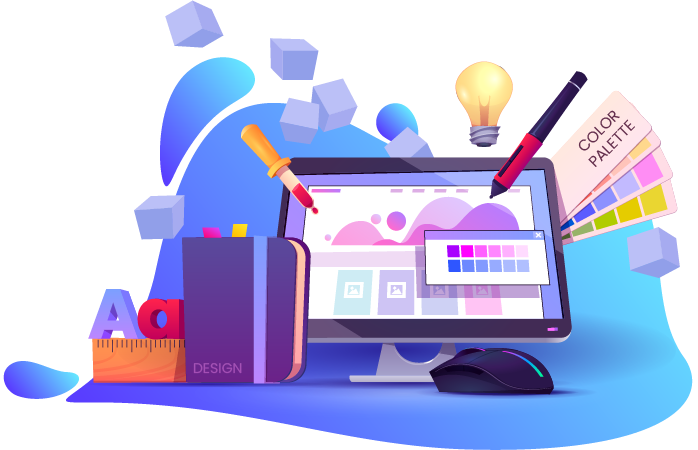 Colourful graphic of design components