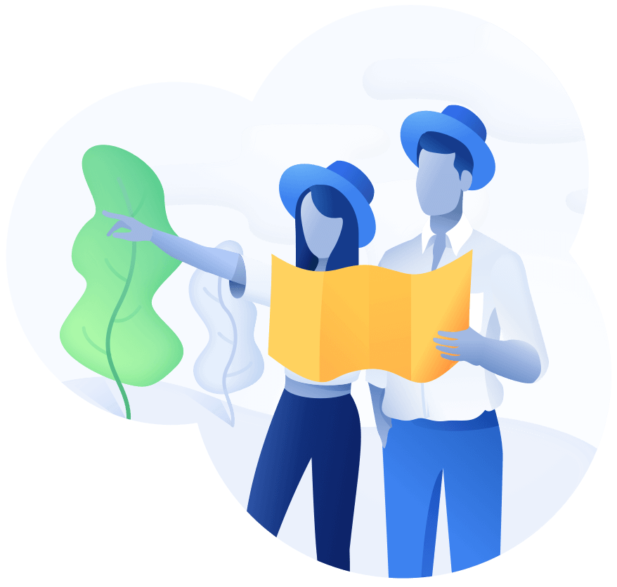 Two people looking at a map